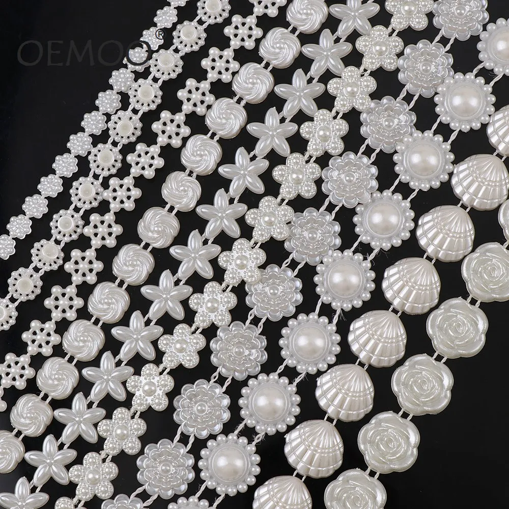 ABS Beads Imitation  Flower/Round/star Pearl Chain Trim for DIY Wedding Party Decoration & Jewelry Findings Craft Accessory