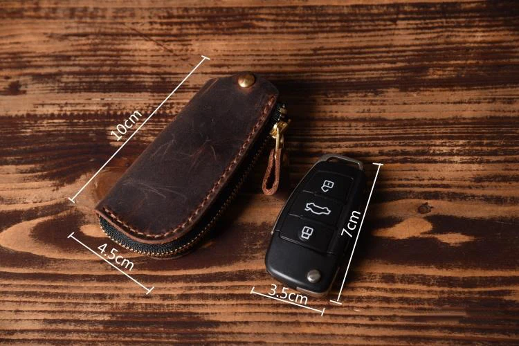 FANCODY Fashion Vintage Genuine Leather Car Key Holder Men Leather Key Wallet Men car key case bag Women keyChain Cover pouch