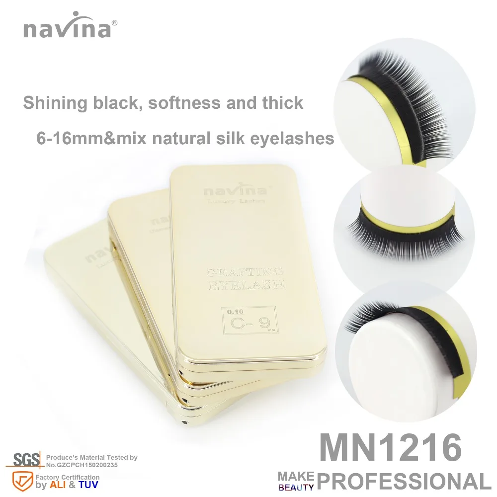 navina OEM-MN1216 False eyelashes of makeup,slim black, curl CD, thickness 0.07-0.2mm, length 6-16mm