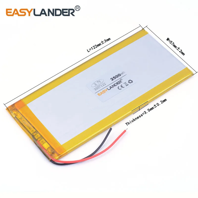 3557122   3,7 V 2500 mAh wiederaufladbarer Lithium-Li-Ionen-Polymer-Akku