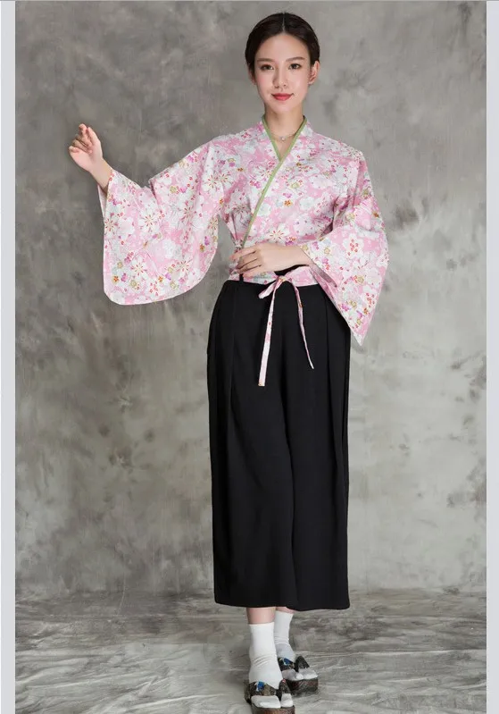 Japanese Cuisine Chef Sushi Uniform Suit Women Kimono Restaurant Waiter Vintage Welcome Work Include Pants