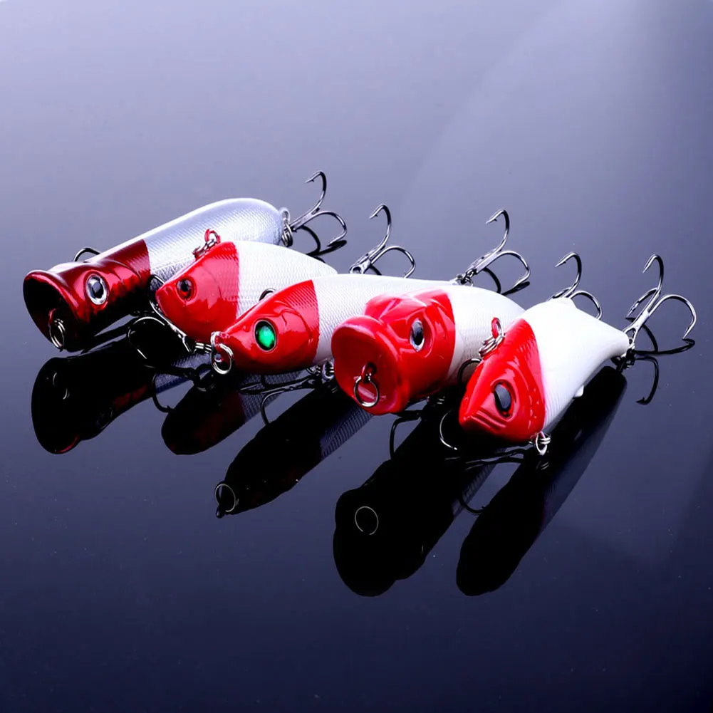 New Arrival 5pcs Plastic Mixed Popper Crankbait VIB Pencil Fishing Bionic Lure Bait Hook