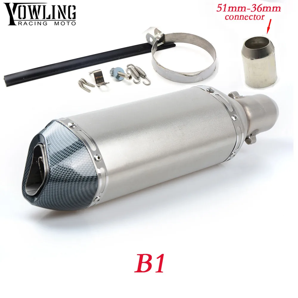 Motorcycle Inlet 51mm exhaust muffler pipe with db killer 36mm connector For Ducati MONSTER 400 620 695 696 796 821 1100 1200