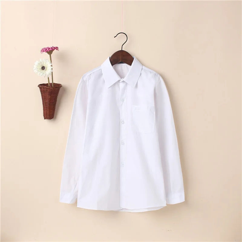 new style  lace cotton solid White baby kids boys Blouse white shirts  with long sleeves for children boys christmas gift