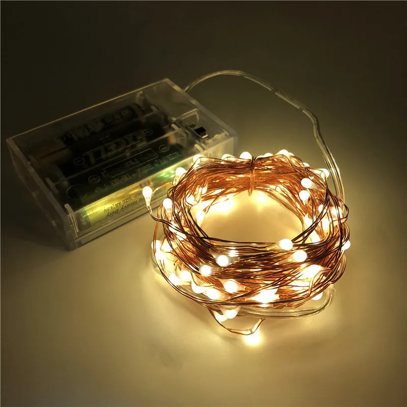 

2M 5M 10M 100 Led Strings Copper Wire 3XAA Battery Operated Christmas Tree Wedding Party Decoration LED String Fairy Lights