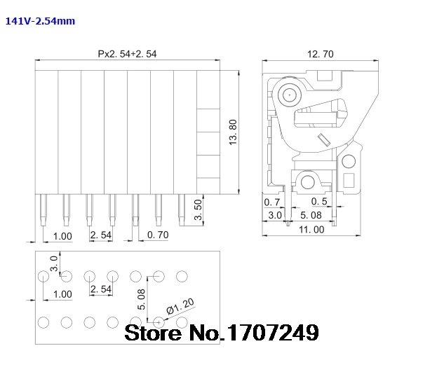 50Pcs KF141V-2.54 KF141V 2P/3P/4P/5P/6P/7P-20P Kan Worden Gesplitst Terminals 2.54Mm Toonhoogte Rechte Pcb Lente Teminal Block Connector