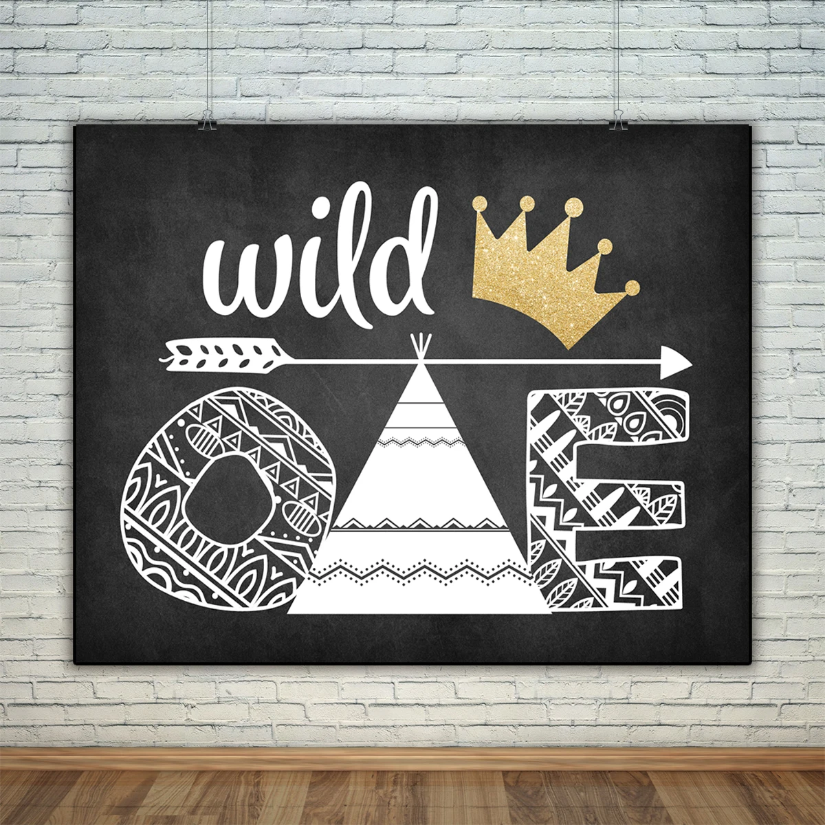 Allenjoy photography backdrop Blackboard Golden crown Wild One Birthday children's photographic backgrounds studio new photocall