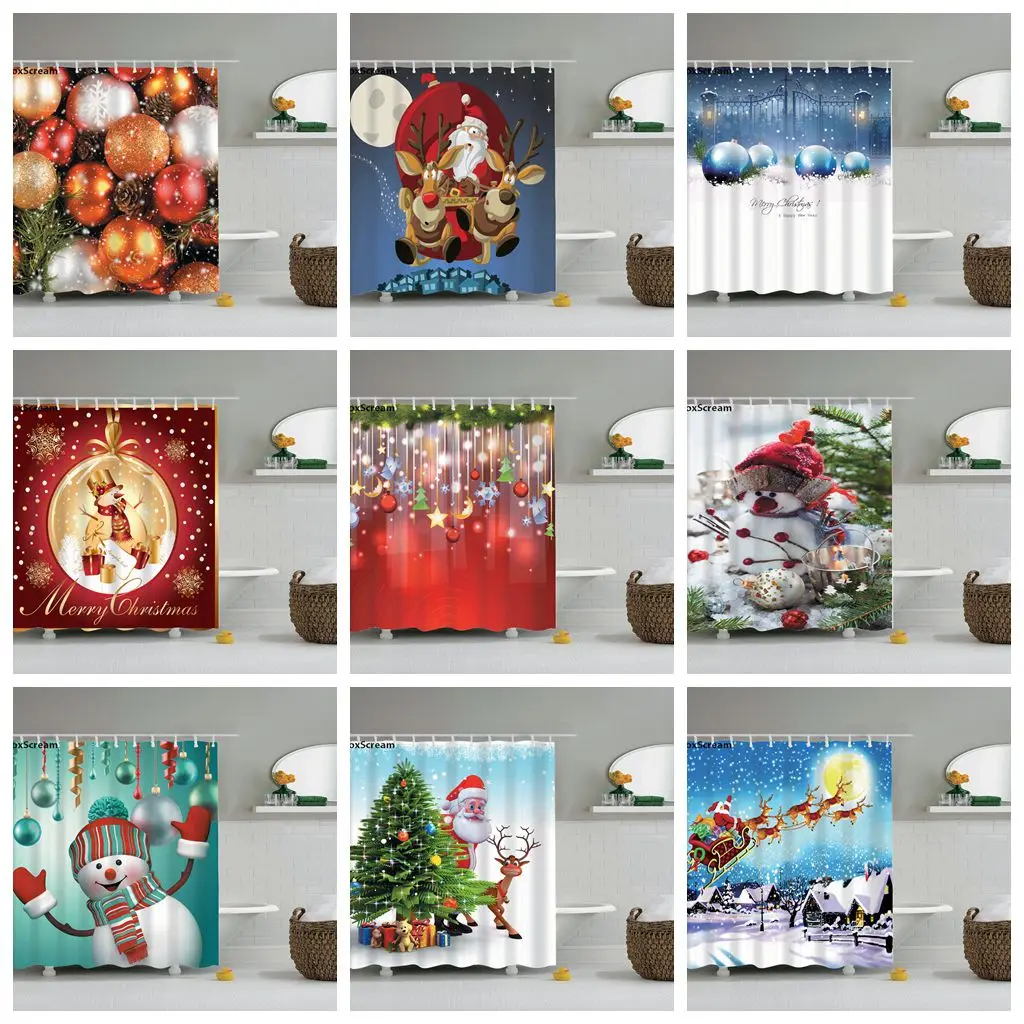 

christmas shower curtain with hooks bathroom curtains 3d shower curtains Bath flower Snowflake waterproof shower curtain Or mat