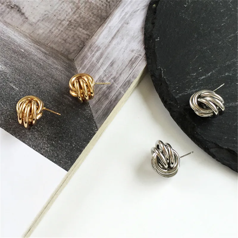 Accessories based knot earrings minimalist tide female hip-hop dance cold personality trend stud earrings