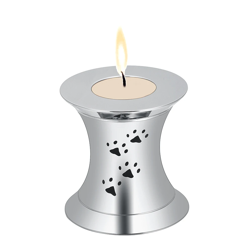 Free Engrave 316L Stainless Steel Keepsake Prayer Candle Holder Ash Urns Funeral Cremains Casket Candlestick for Memorial