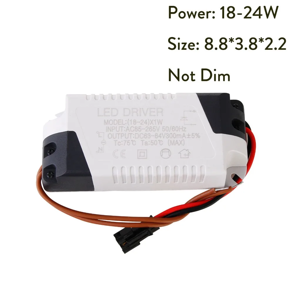 Controlador de corriente constante LED 85-265V 1-3W 4-5W 4-7W 8-12W 18-24W, salida de fuente de alimentación de 300ma, unidad externa para luz