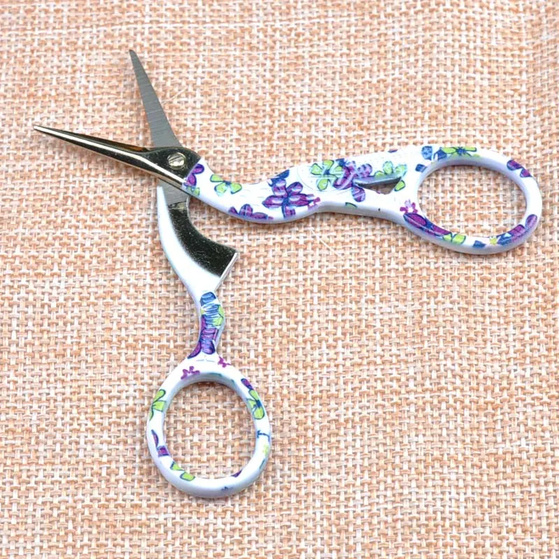 flower Sewing Scissors Heron Egret Scissors Steel Vintage Tailor Scissors For Fabric Craft Household 4.2x9.1cm cp1541