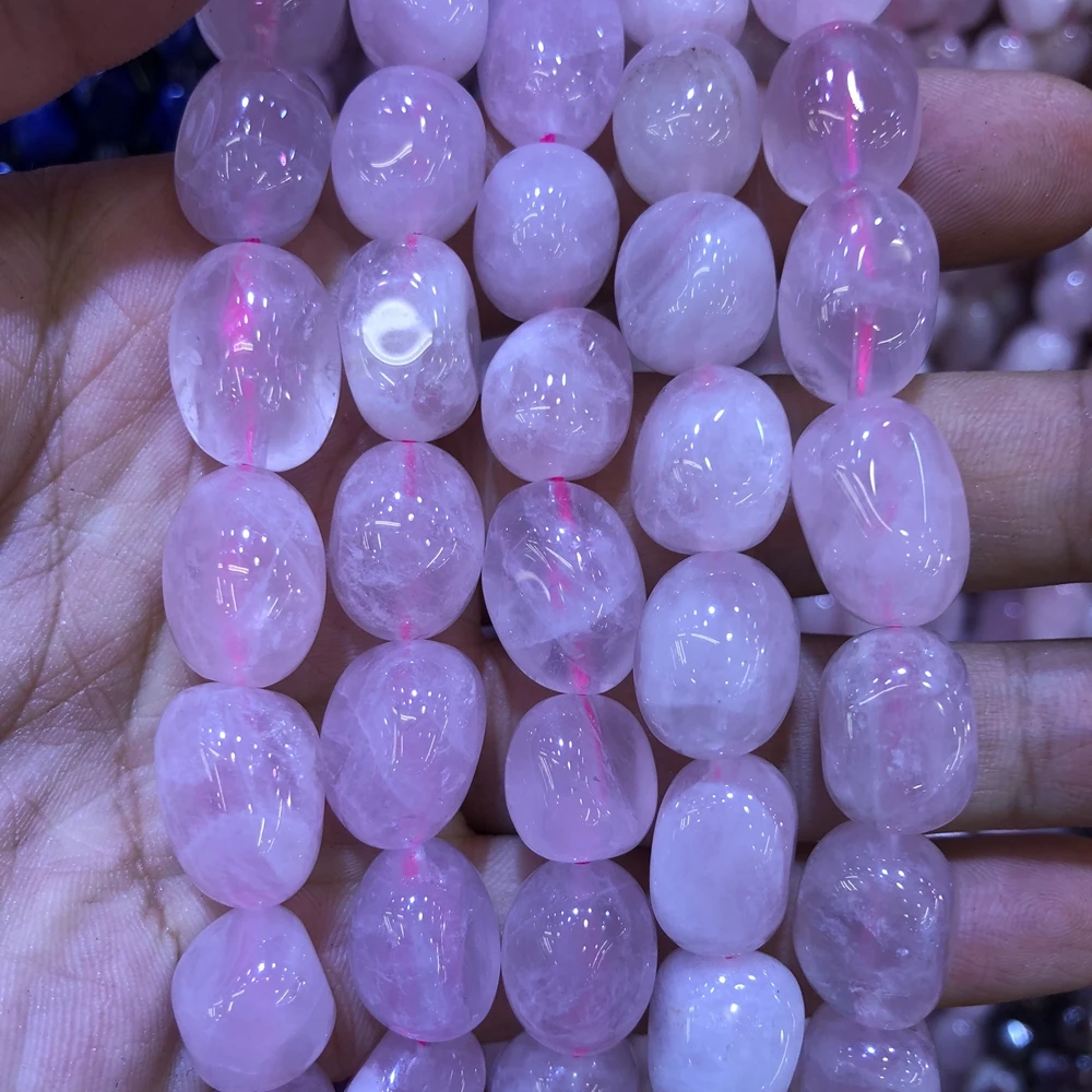 Wholesale 2string Natural Madagascar Rose Pink Quartz Polished Gem Stone Nugget Beads,Genuine Gem Jewelry Making Beads,15.5