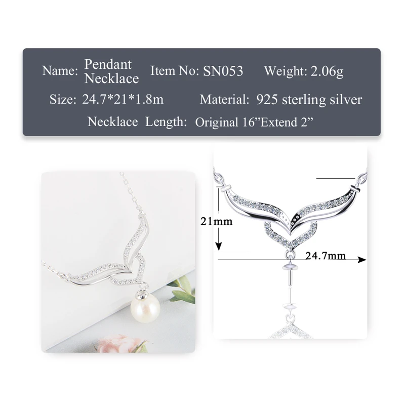 CLUCI 3pcs 925 Sterling Silver Angel Swing Heart Zircon Pendant Necklace for Women Valentine Day Gift Necklace Jewelry SN053SB