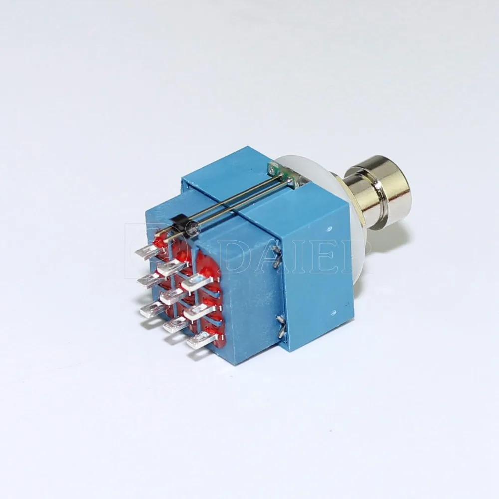 10PCS Foot Switches 4A 125VAC/30VDC 2A 250V Push Button Switch Latching 9 Pin 3PDT ON-ON Red Blue Green LED With Solder Terminal