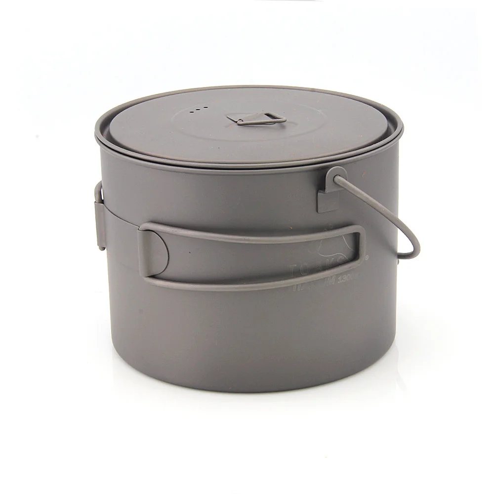 

TOAKS POT-1300-BH Titanium Bowl Titanium Pot Hanging Pot With Cover Outdoor Camping Cookware 1300ml