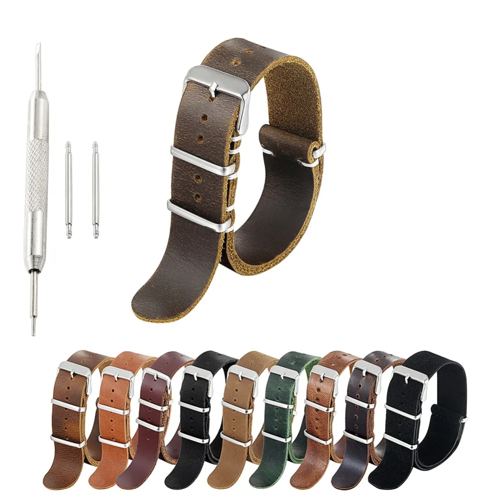 High Quality Genuine Leather Strap Band 18mm 20mm 22mm 24mm Brown Coffee Black Replacement Wristband for Men