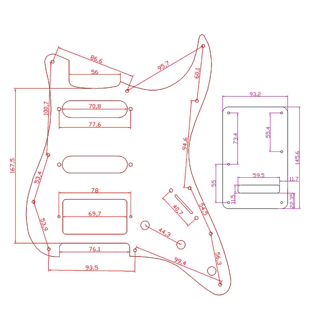 Dopro ST Style HSS Guitar Pickguard Scratch Plate,Trem Cover, Screws Various colors