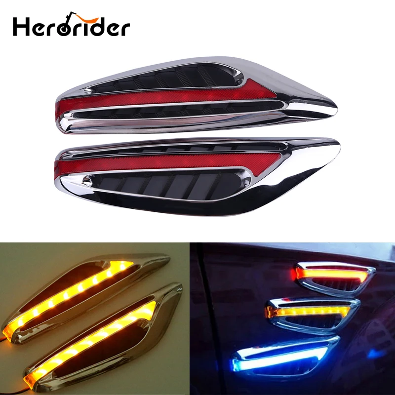 1Pair Steering light Fender Side Lamp Hot Sale DC12V Blade Shape Auto Car LED Side Lights Marker Turn signal Lights Accessories