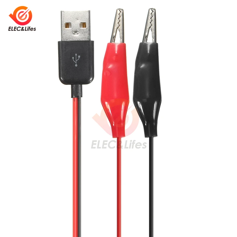 60CM Alligator Test Cilp Auf USB Stecker Adapter Krokodil Test Clamp Clip Power Kabel
