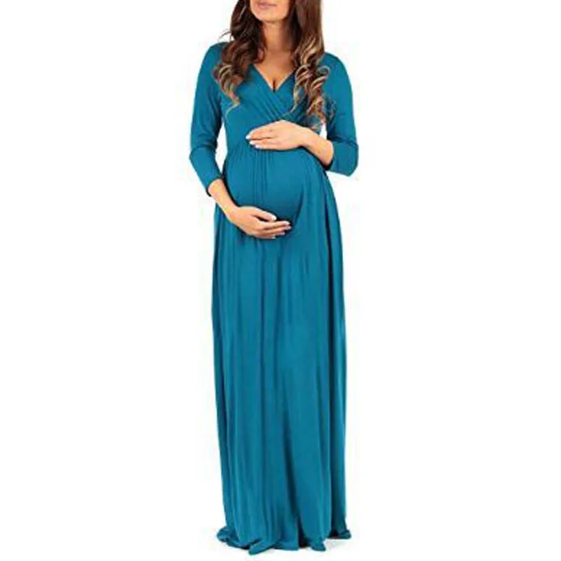 Sexy Long Pregnancy Dresses For Pregnant Women Clothes Solid Straight Maternity Dresses Gravidas Vestidos Pregnant Clothing