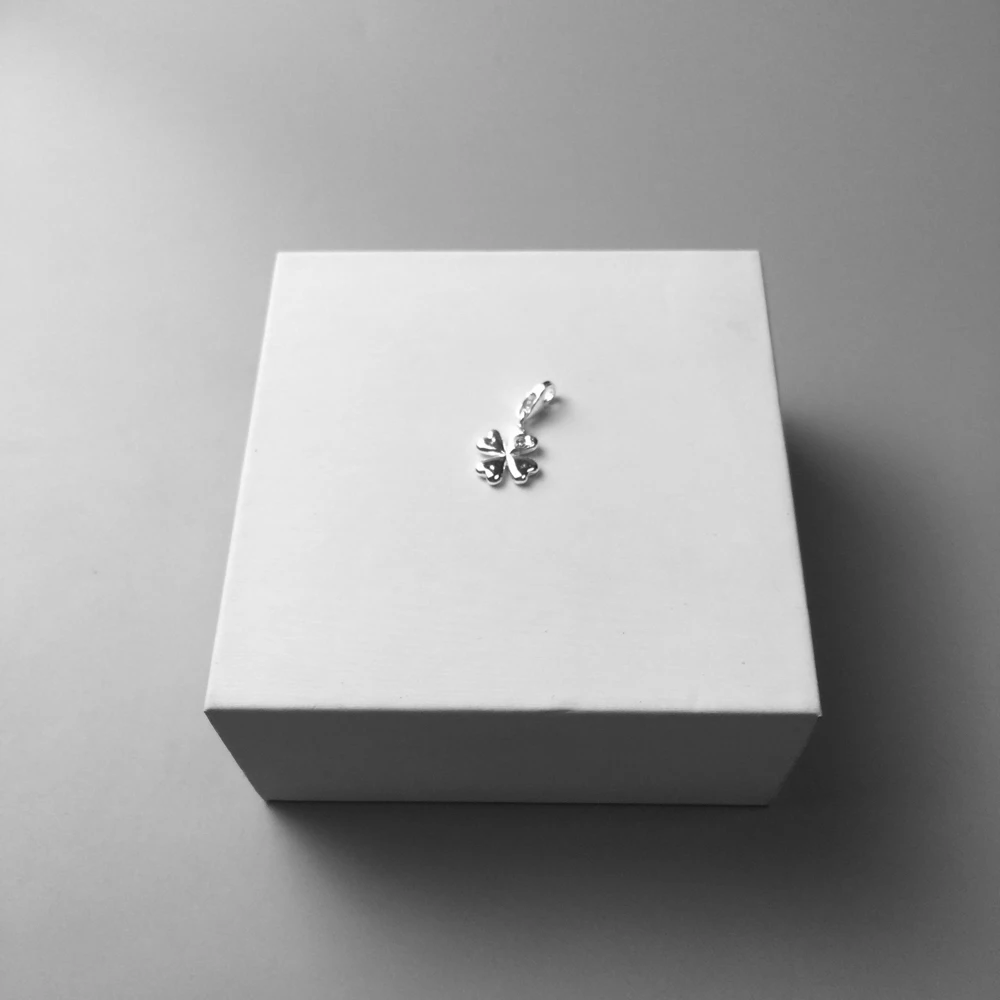 Four Leaf Clover Lucky Charms Pendant,Fashion Jewelry 925 Sterling Silver Trendy Gift For Women Men Fit Bracelet Necklace Bag