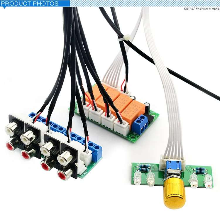 Relay 4-way Audio Input Signal Selector Switching RCA Audio Input Selection Board of Rotary switching for Amplifiers