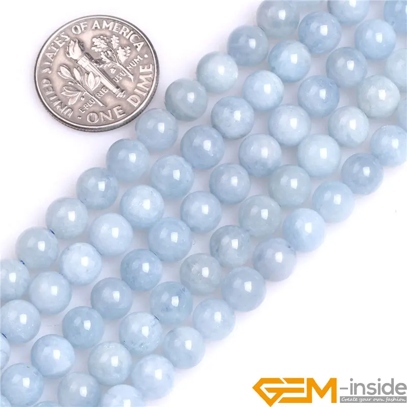 Natural Stone AA Grade Aquamarines Quartzs Round Loose Spacer Accessorries Beads For Jewelry Making Strand 15\