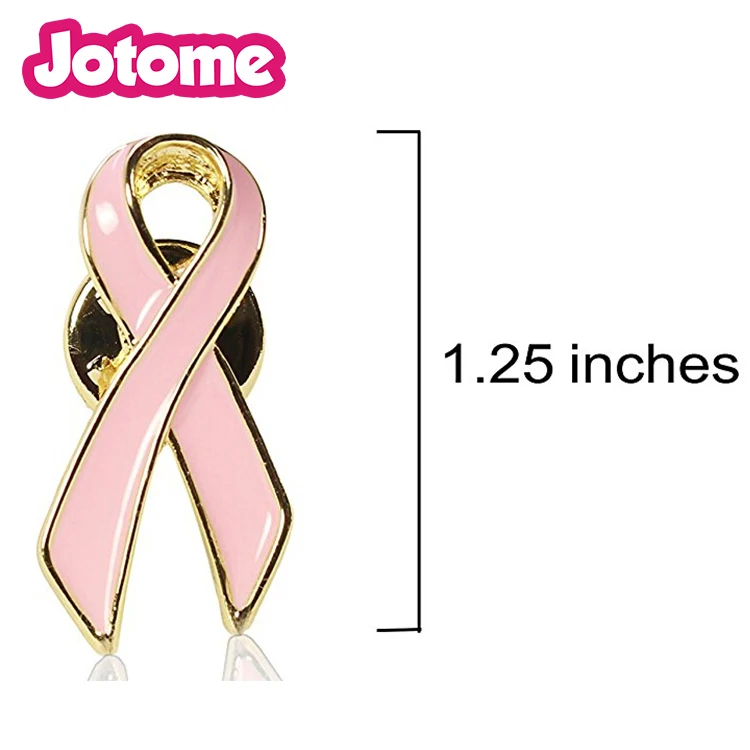 100pcs a lot  Official Breast Cancer Awareness Pink enamel ribbon Lapel Pin  1.25 inch