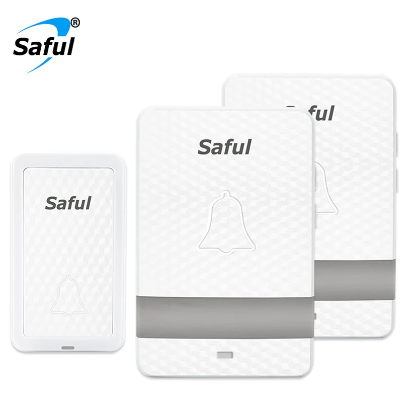 

Saful Self-powered Doorbell NO Battery Waterproof 150M Range EU/AU/US/UK Plug Push Button Wireless Door Chime For Old People