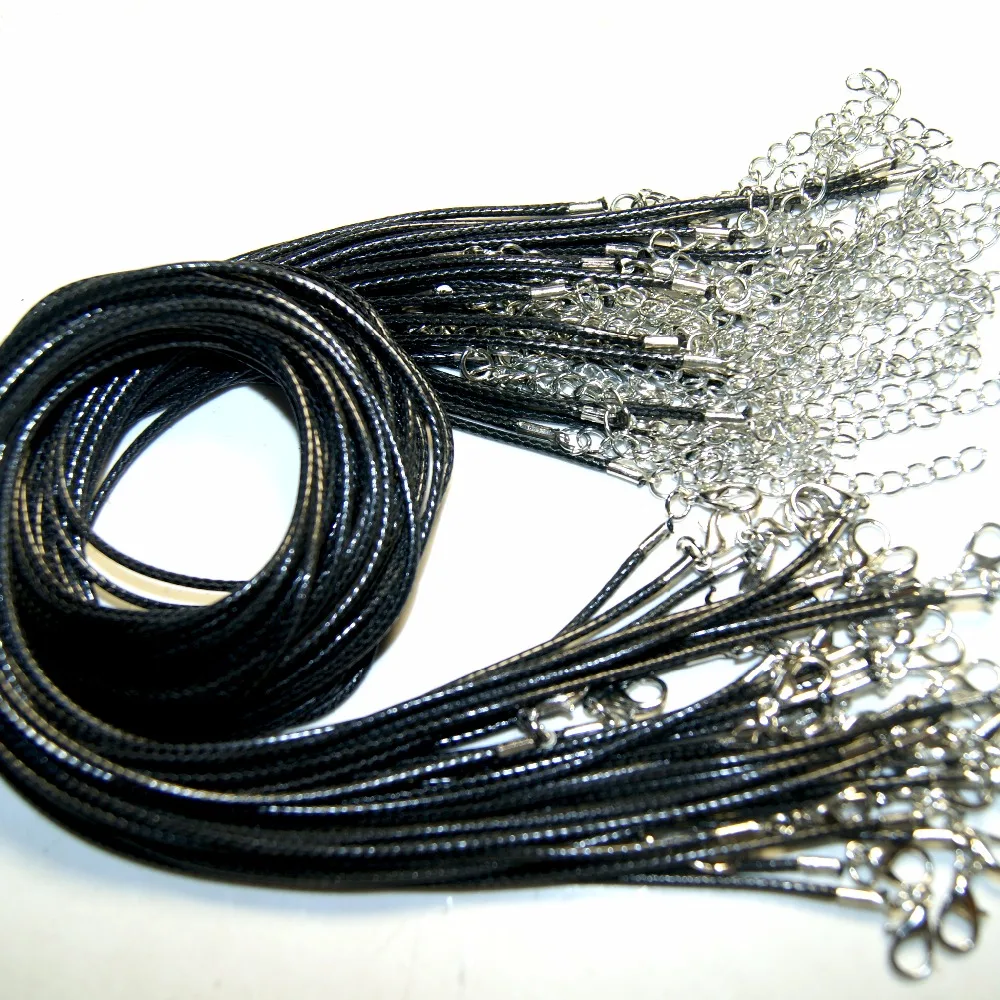 10 Pieces / Lot Adjustable Black Necklace Korea Wax Rope Cord line 2 MM For Jewelry Diy Solutions Fit The Line Rope 48 CM