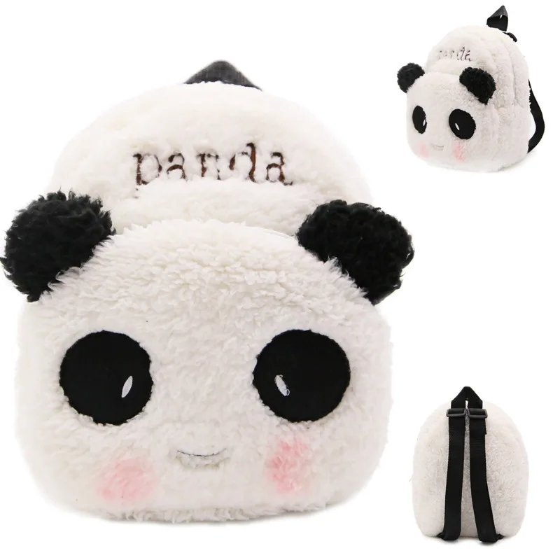 Panda Pattern Plush Schoolbag Baby School Bags Kids Plush Backpack Mini Bags for 1-3 Years Birthday Christmas Gift