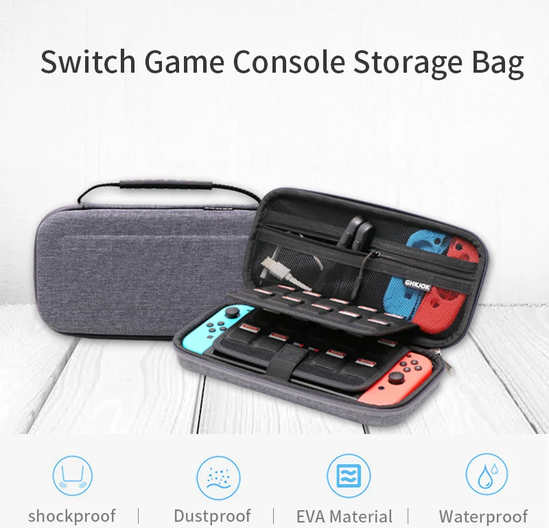 High quanlity Grey Hard Bag Storage Travel Carry Pouch Case Protective Gray Bags for NS Nintendo Switch