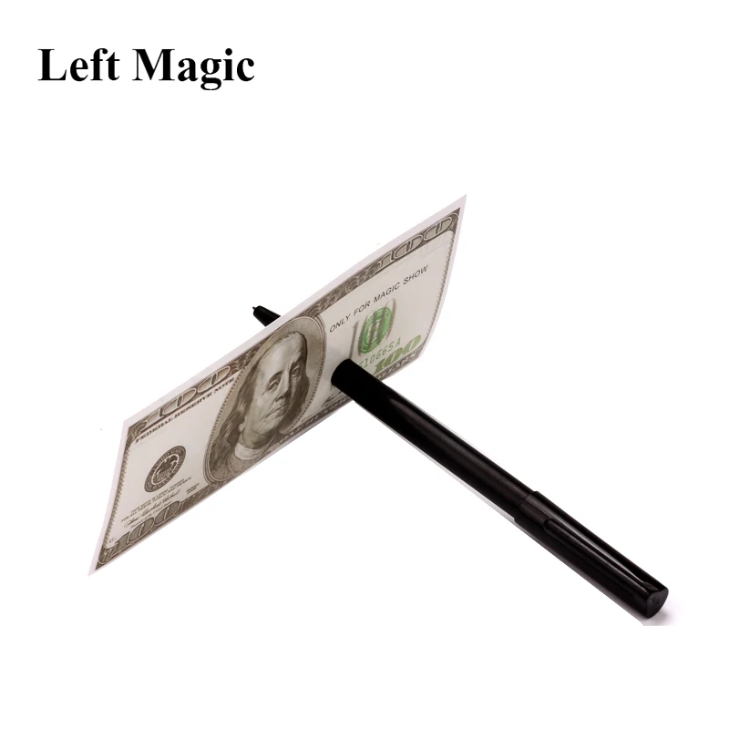 1 Pcs ( Crude Pen ) Thru Bill Penetration Dollar Bill Pen Magic Trick Ball Pen Brand Black Magician Toy Accessory Gimmick