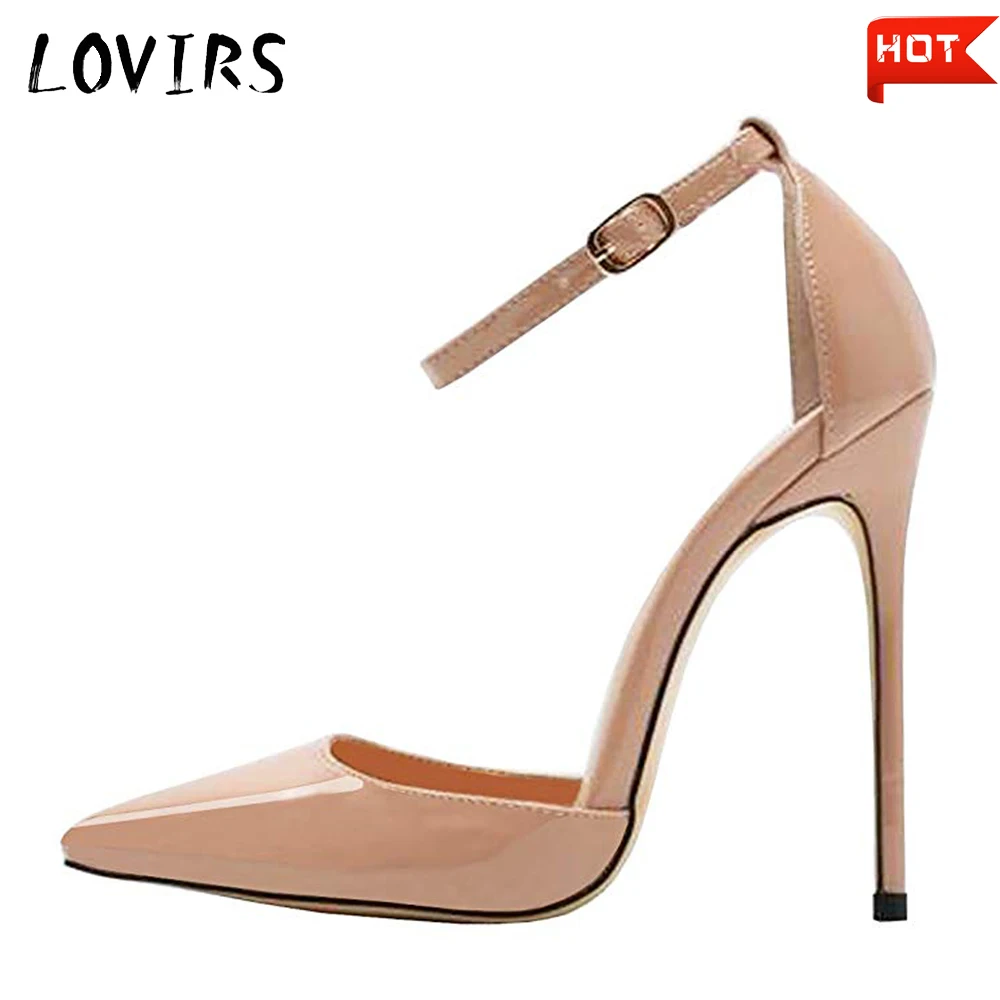 

Lovirs Women's Pointed Toe Ankle Strap Stiletto 12cm High Thin Heel Pumps Wedding Party Office Career Basic Shoes 4-15