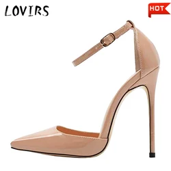 Lovirs Women's Pointed Toe Ankle Strap Stiletto 12cm High Thin Heel Pumps Wedding Party Office Career Basic Shoes 4-15