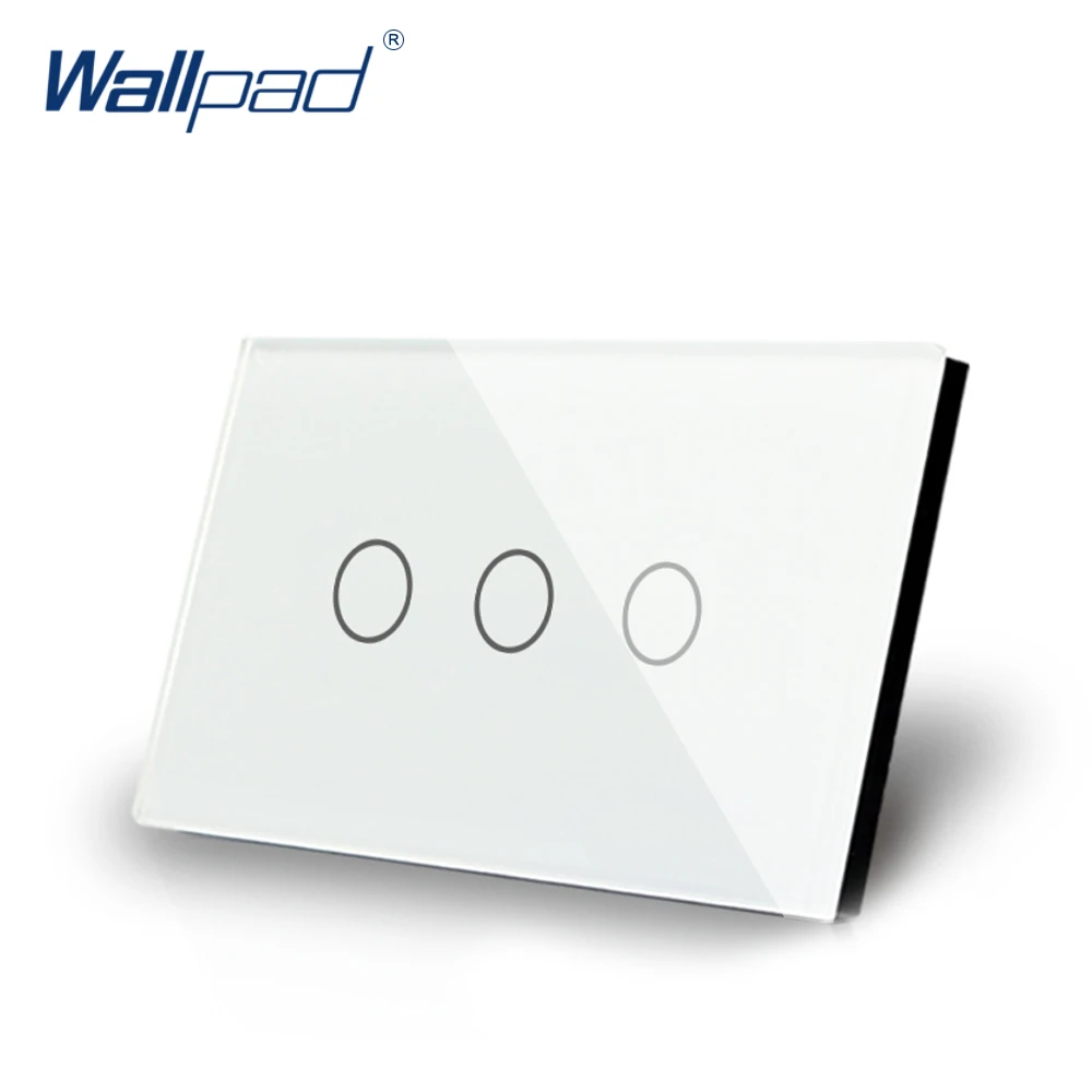 3 Gang 2 Way US/AU Standard Wallpad Smart Touch Switch Touch Screen Light Switch White Crystal Glass 3 Gang Modern Wall Switch