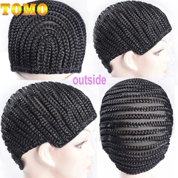 TOMO 1pcs Black Super Elastic Cornrow Cap For Weave Crochet Braid Wig Caps For Making Wigs Top Selling Weaving Braid Cap Wig Net