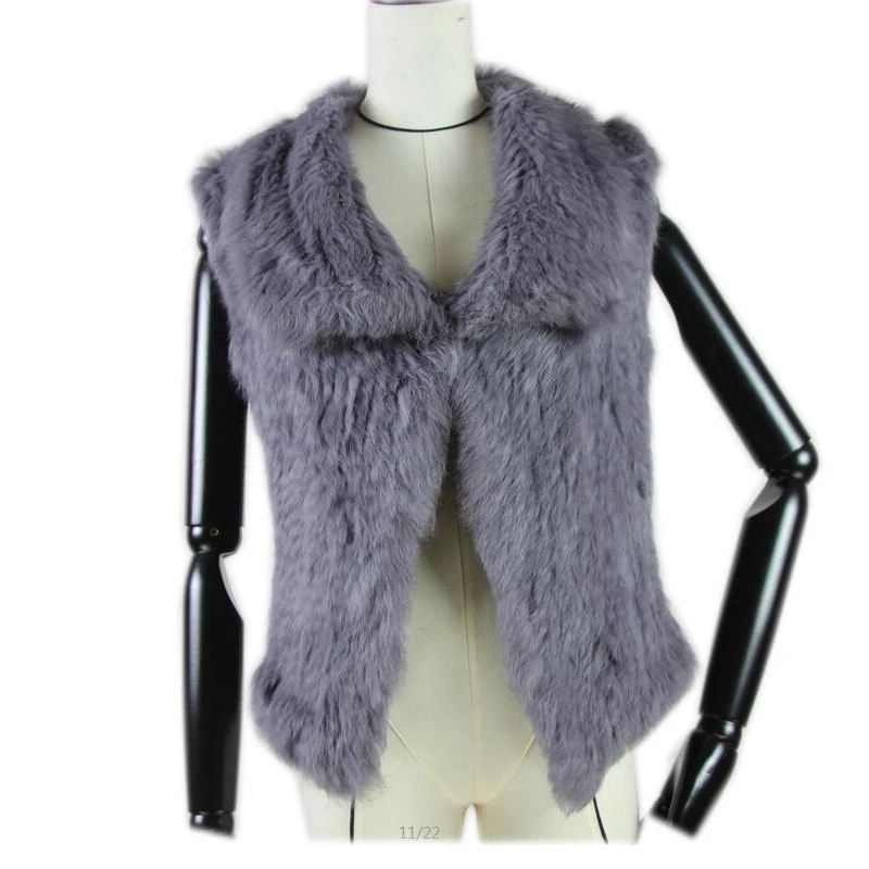 

2019 New Real Knitted Rabbit Fur Vest For Women Genuine Rabbit Fur Waistcoat Natural Rabbit Fur Outwear Winter Hot Sale