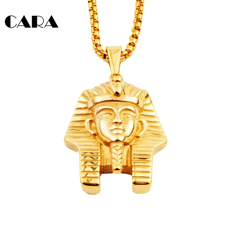 Men's Egyptian Pharaoh Pendant Necklace choker HipHop Necklace 316 Stainless Steel Ankn Ancient Egypt King Necklace