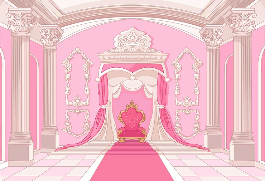 7x5ft Innen Rosa Schloss Teppich Braut Dusche Bühne Waschbar Falten Freies Foto Studio Hintergrund Hintergrund Polyester Stoff