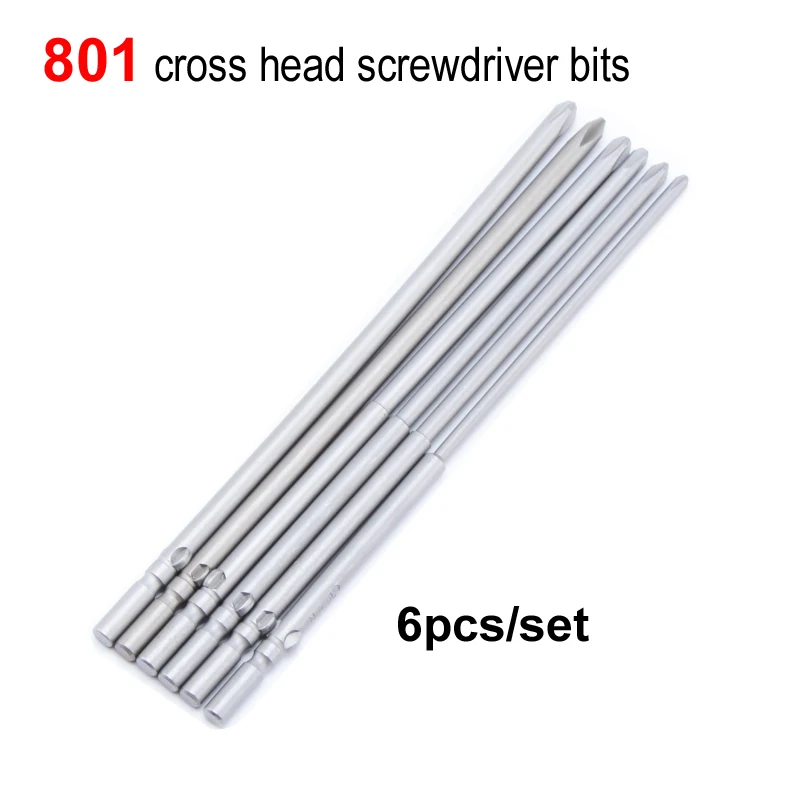 

6pcs/lot 801 5mm Round Shank Magnetic Phillips Cross Electric PH2 PH1 Screwdriver bits 120mm 150mm length