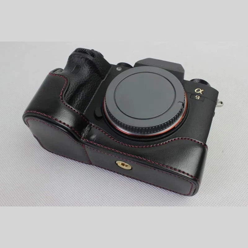 PU Leather Camera Case Half Bag Cover For Sony ILCE-9 A9 A7RM3 A7RIII A7R MarkIII A7R3 A73 A7M3 A7III With Battery Opening
