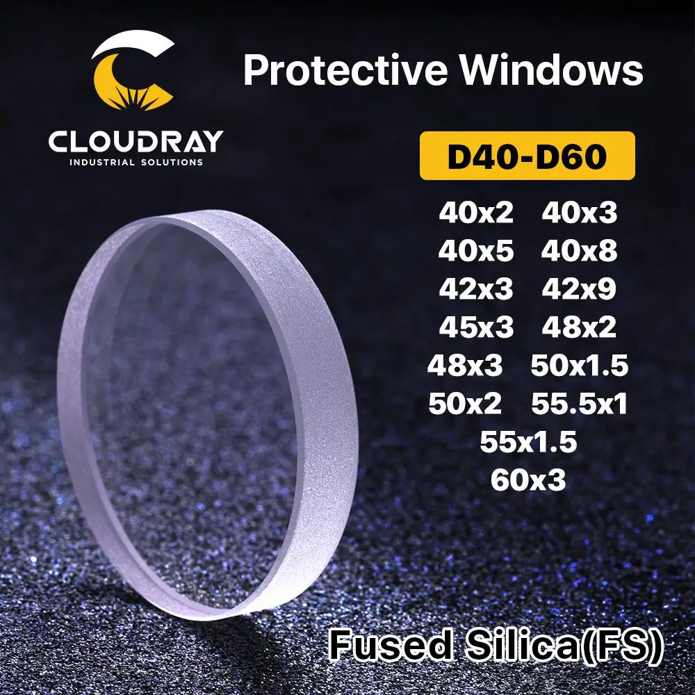 Cloudray laserowe okna ochronne D40-seria D60 krzemionka topiona kwarcowa do zgrzewarki światłowodowej 1064nm