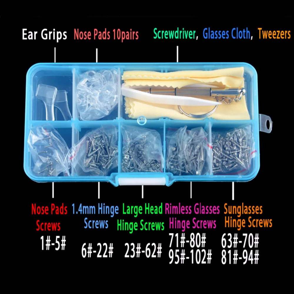 500 Eyeglasses Repair Kit Tool Set sunglasses screws  Micro Nose Pads Screwdriver Ear Grips for Sunglasses repair tool Watch