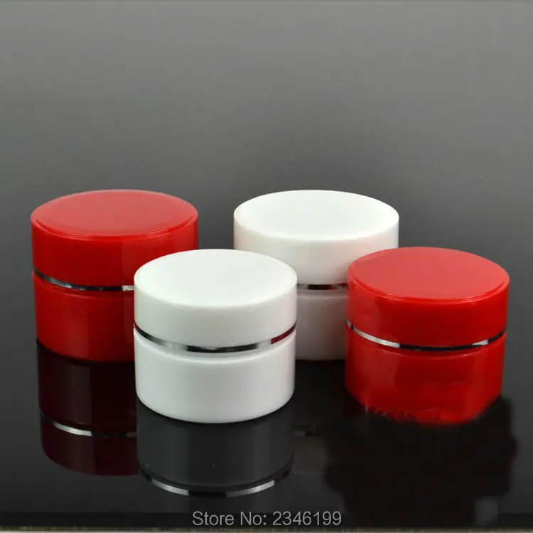 15G 15ML Round Plastic Cream Jar,  Red White Color With Line Cream Jar, Cosmetics Skin Care Cream Jar,  30pcs/lot