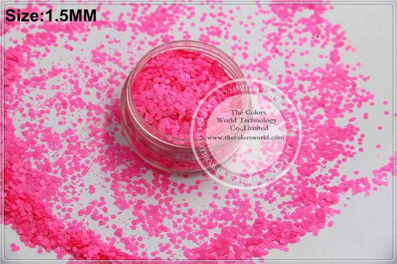 TCF502 Neon  Shocking Pink   Colors 1.5mm size solvent resistant glitter for nail Art nail Polish or other DIY decoration