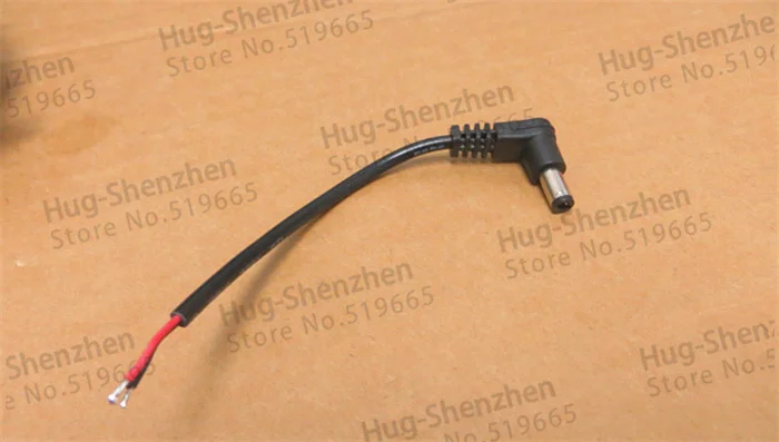 DC 5.5X2.1mm fork male L-shaped 90 Degree Right Angle Power Plug Connector With Cord / Cable 13cm 50 pcs