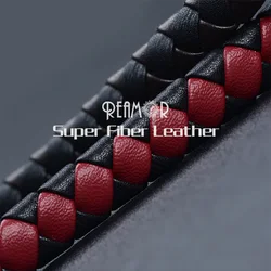 REAMOR New 12*6mm Black Mixed Brown Red Super Fiber Braided Leather Rope DIY Bracelet PU Wide Leather Cords For Jewelry Making