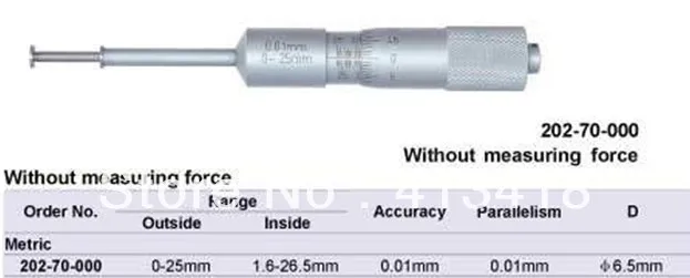 Imagem -02 - Micrômetro do Entalhe de Medição Micrômetros do Sulco Entalhe de Medição Profundidade e Localização do Sulco Furo Interno 025 mm 01in 2070000